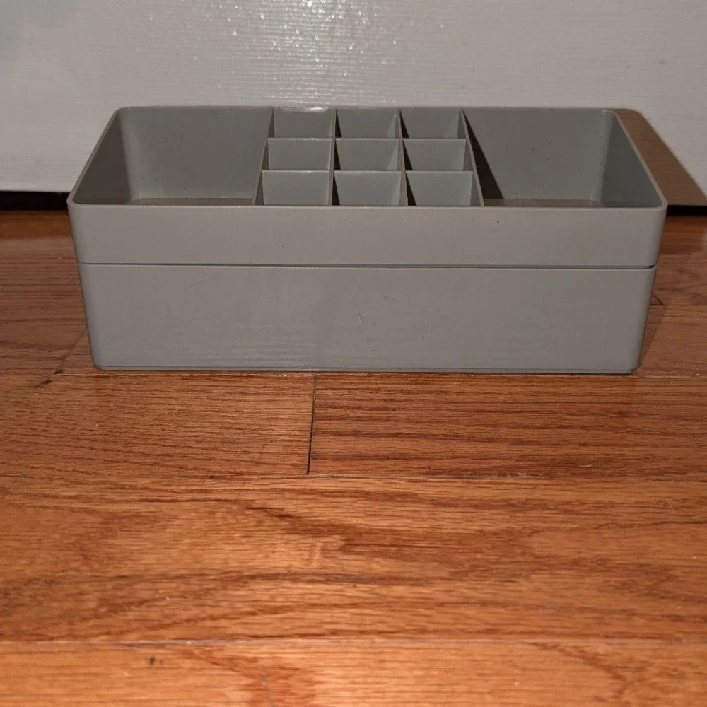 Room Essentials Grey Heavy Plastic Make Up Toiletries Caddy Stackable Organizers